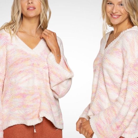 POL CREAM MARBLED V-NECK SWEATER - Picture 2 of 7